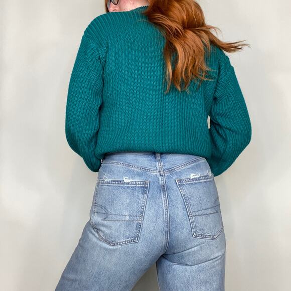 Vintage Saugatuck Company Size Medium Deep Turquoise Crewneck Sweater - Picture 4 of 13